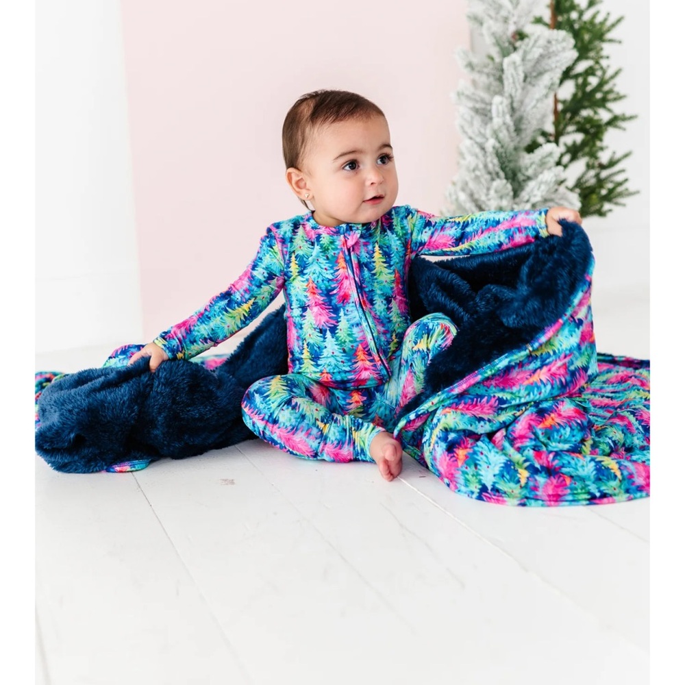 Little pajama co colorful trees plush blanket